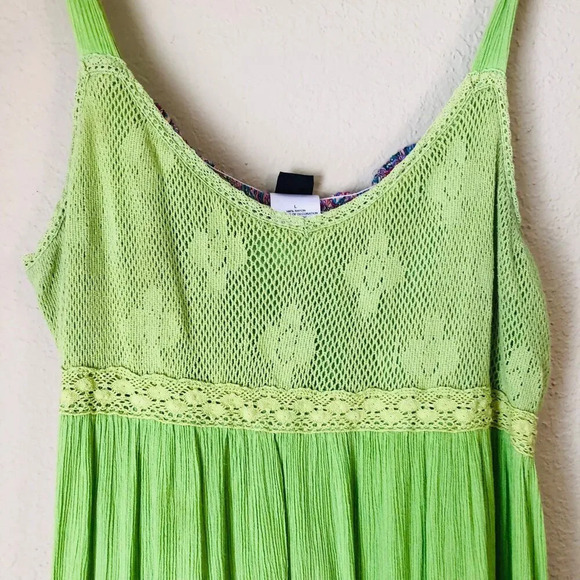 Vintage Bila Lime Green Purple Paisley Tropical Print Maxi Dress Size Large - Picture 4 of 10